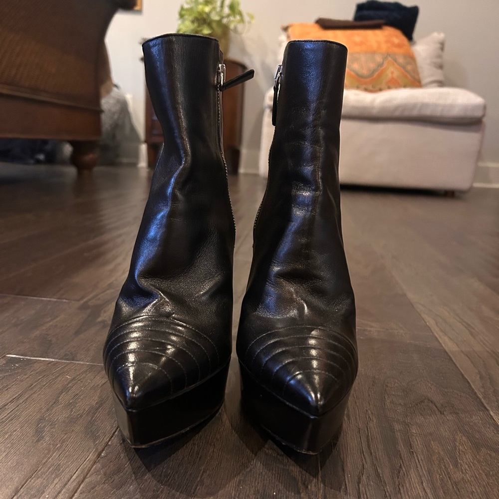 Prada Black Leather Ankle Boots
